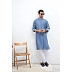 Bean Blue Linen Stylish Mens Kurta